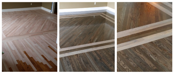 Lace-in Oak Hardwood Install Sand & Finish with Border