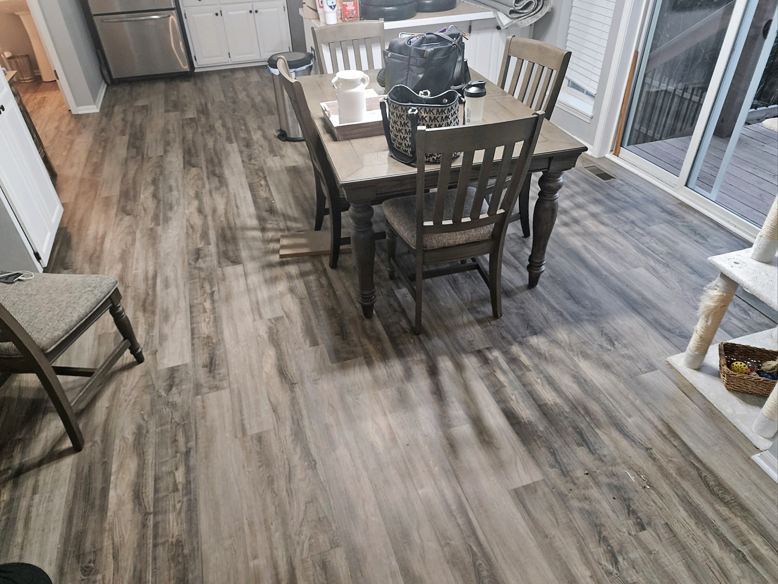 Prairie Village luxury vinyl plank flooring installation in Kansas City kitchen