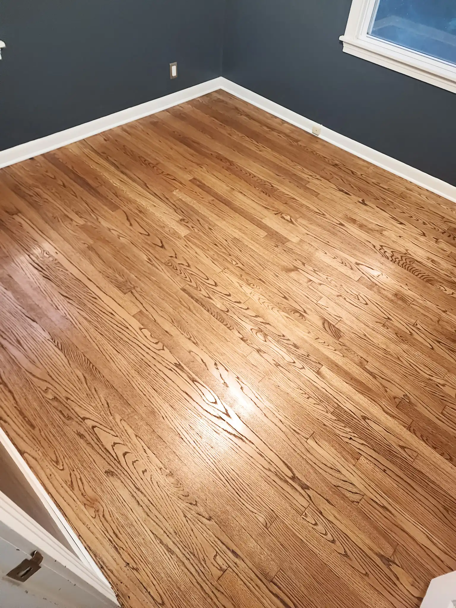 Refinished red oak flooring in Prairie Village, KS