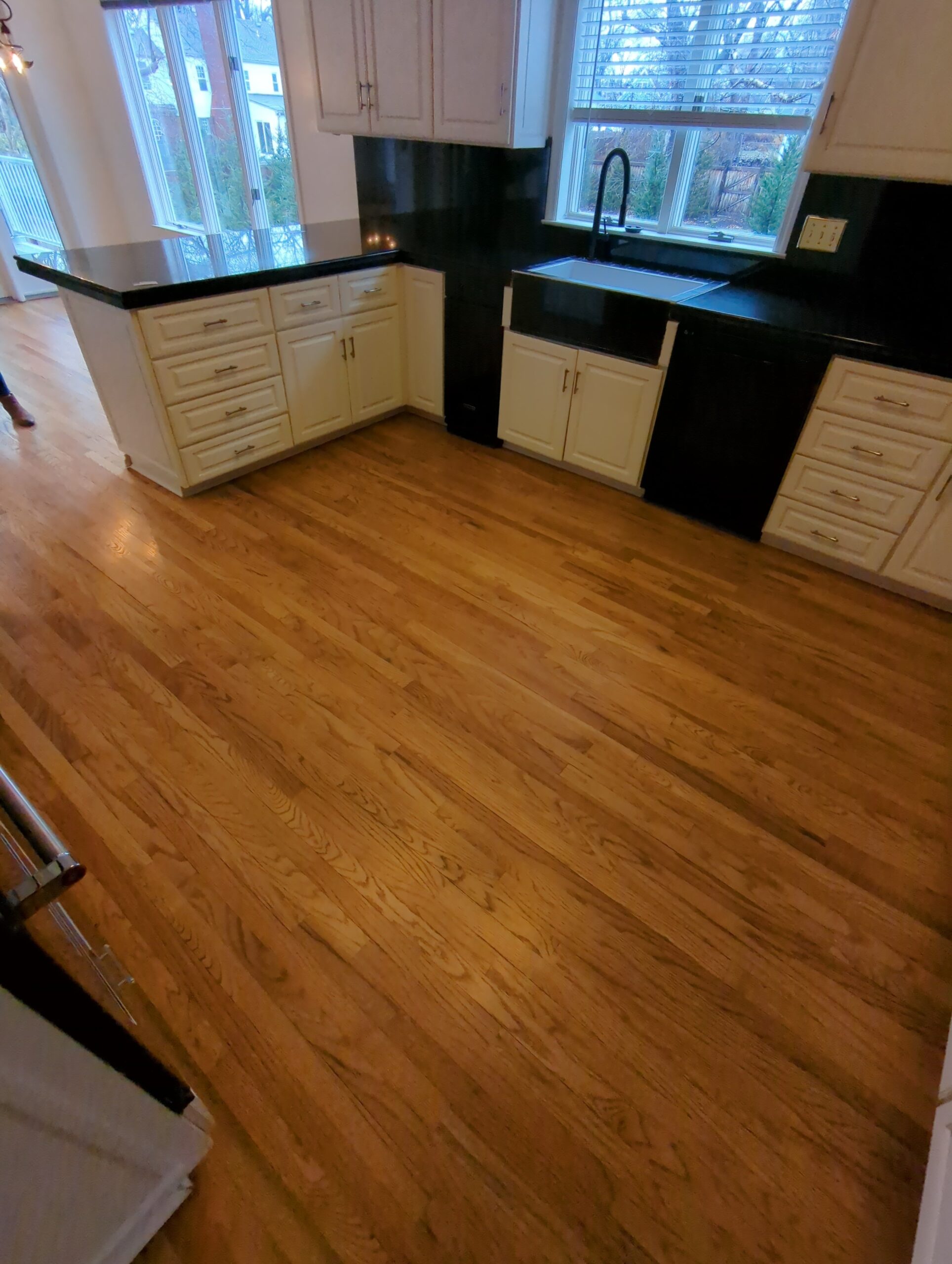 Kitchen hardwood in need of refinishing